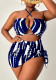 Plus Size Women's Tie-Dye Lace-Up Waist Cutout One-Piece Swimsuit
