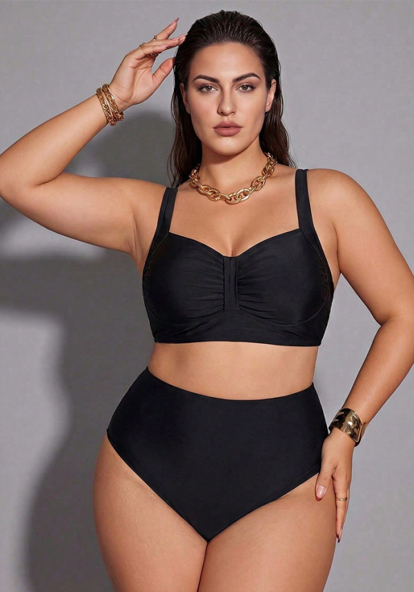 Plus Size Women's Open Back Bikini Two-Piece Swimsuit