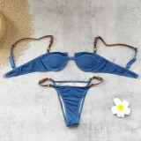 Women's Adjustable Low Waist Triangle Belt Detail Bikini Two-Piece Swimsuit