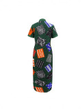 Women's Casual Loose Printed Shirt Dress