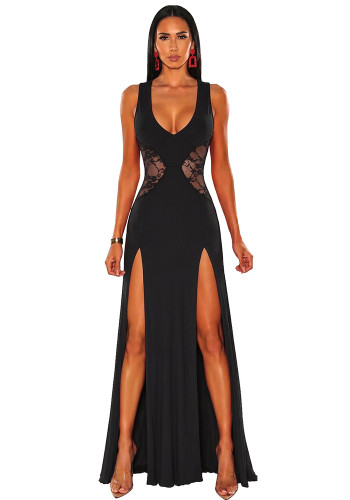 Women's Fashion Sexy See-Through Lace Patchwork Dress