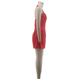 Summer Women's Casual Solid Color Halter Neck Strapless Slim Fit Romper