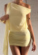 Women slash shoulderer with ribbon off-shoulder pleats summer Bodycon Dress