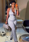 Women's Street Style Halter Neck V-Neck Polka Dot Casual Pants Two-Piece Set