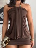 Women American Style Solid Strapless Summer Dress
