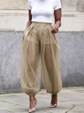 Women Summer See-Through Chiffon Wide-Leg Pants