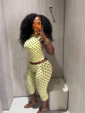 Spring Women's Fashion Polka Dot Low Back Sleeveless Top & Cropped Pants Two-Piece Set
