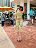 Spring Women's Fashion Polka Dot Low Back Sleeveless Top & Cropped Pants Two-Piece Set