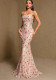 Summer Autumn Women's Ruched Back Lace-Up Mermaid Evening Maxi Dress
