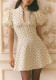 Women's Polka Dot Puff Sleeve Cut-Out Slim Waist Mini Dress