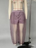 Women Summer See-Through Chiffon Wide-Leg Pants