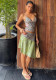 Women Summer Leopard Print Strapless V-Neck Vest Irregular Skirt