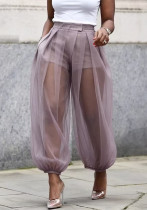 Women Summer See-Through Chiffon Wide-Leg Pants