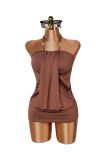 Women American Style Solid Strapless Summer Dress