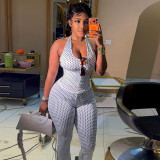 Women's Street Style Halter Neck V-Neck Polka Dot Casual Pants Two-Piece Set