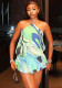 Summer Women's Casual Color Block Ruffle Hem A-Line Mini Dress