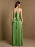 Summer Women's Low Back Adjustable Crisscross Lace-Up Holiday Beach Strap Maxi Dress