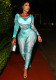 Women Autumn Round Neck Mesh Long-Sleeved Printed Top and Pants Two-Piece Set