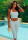Summer Women's Casual Striped Print Halter Neck Lace-Up Top & Cropped Pants Two-Piece Set