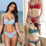 Women Sexy Lace Wire-Free Bra Mesh Lingerie Two-Piece Set