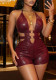Women's Sexy Deep V Halter Neck Lace-Up Low Back Butt Lift Jumpsuit