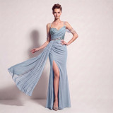 Women's Lace-Up Chiffon Beaded Formal Evening Dress