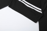 Women Summer Sexy Crop Long-Sleeved Top and Knee-Length Shorts Two-Piece Set