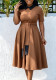 Summer Women's Chic Elegant Turndown Collar Color Block Plus Size Dress