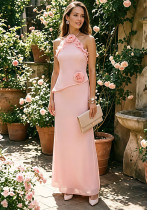 Women's Fashion Floral Ruffle Halter Neck Holiday Maxi Dress Women's Fashion Floral Ruffle Halter Neck Holiday Maxi Dress
