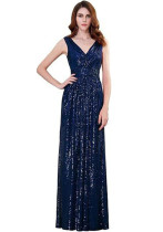 Women's Slim Waist V-Neck Sleeveless Sequin Formal Evening Maxi Dress(Processing time need 3-6 days) Women's Slim Waist V-Neck Sleeveless Sequin Formal Evening Maxi Dress(Processing time need 3-6 days)