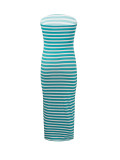 Women's Chic Strapless Slim Waist Bodycon Split Midi Dress