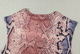 Women's Snake Print Round Neck Bodycon Long Dress