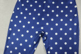 Women's Polka Dot Print Slim Waist Low Back Halter Neck Sleeveless Jumpsuit