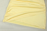 Women's Solid Color V-Neck Ruched Bodycon Casual Dress