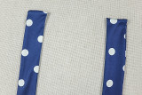 Women's Polka Dot Print Slim Waist Low Back Halter Neck Sleeveless Jumpsuit