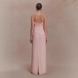 Women's Fashion Floral Ruffle Halter Neck Holiday Maxi Dress