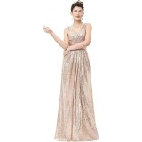 Women's Slim Waist V-Neck Sleeveless Sequin Formal Evening Maxi Dress（Processing time need 3-6 days）