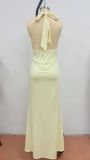 Women's Sexy V-Neck Halter Neck Bodycon Ruched Holiday Dress
