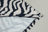 Summer Women's Black & White Print Halter Neck Bodycon Deep V Maxi Dress
