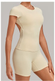 Women Backless Yoga Short-Sleeve Casual Fitness T-Shirt