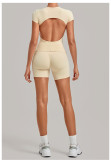 Women Backless Pleated Yoga Two-Piece Set