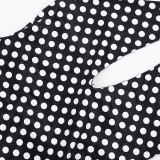 Women Sexy Polka Dot Halter Neck Ribbon Backless Jumpsuit