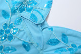 Women Summer Sexy Strapless Patchwork Sequined Bodycon Dress