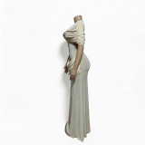 Women Summer Evening Dress Drop-Shoulder Sexy Stretchy Dress