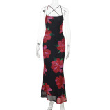 Women Sexy Backless Floral Beach Holidays Camisole Dress