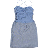 Women Summer Sexy Backless Cross Lace-Up Bodycon Dress