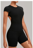 Women Backless Yoga Short-Sleeve Casual Fitness T-Shirt