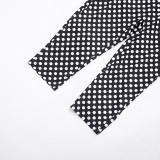 Women Sexy Polka Dot Halter Neck Ribbon Backless Jumpsuit