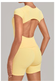 Women Backless Yoga Short-Sleeve Casual Fitness T-Shirt