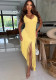 Women Sexy Strapless Backless Tassel Patchwork U-Neck Dress